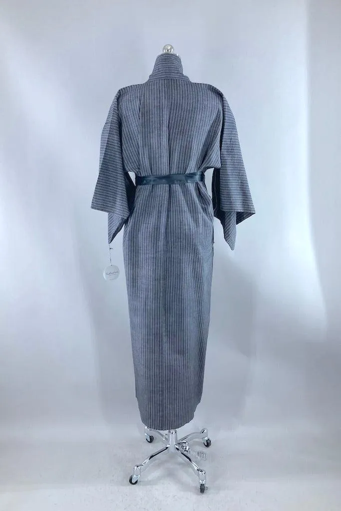 Vintage Black & Grey Pinstripe Kimono