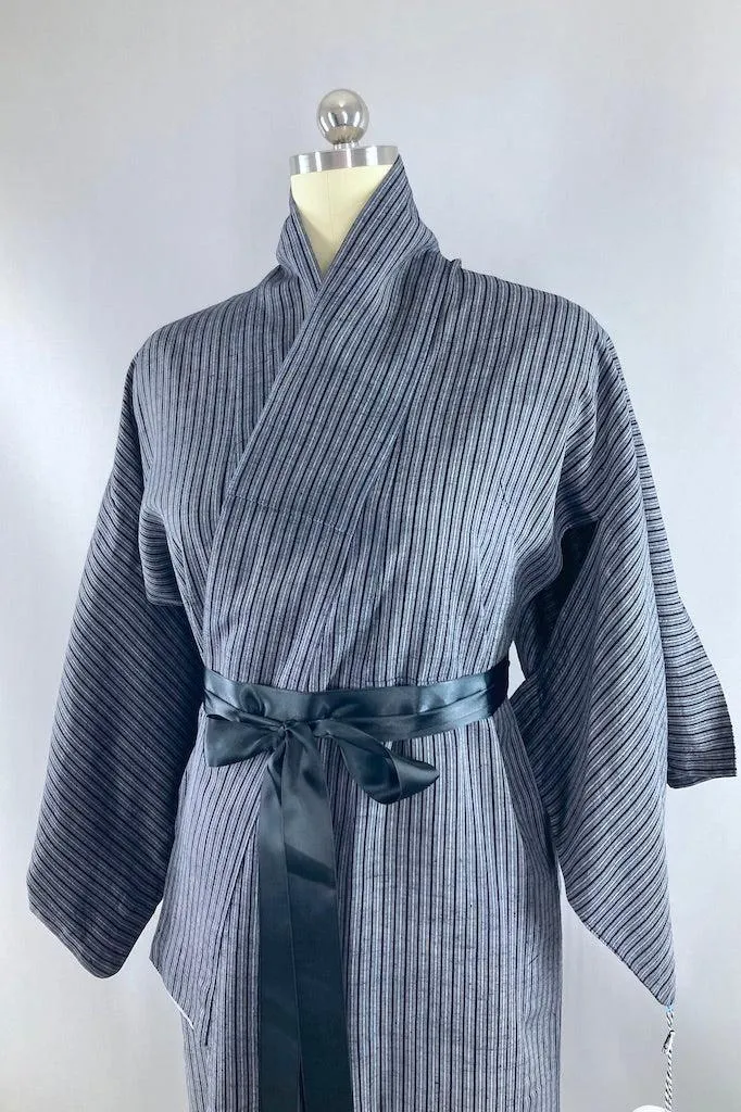 Vintage Black & Grey Pinstripe Kimono