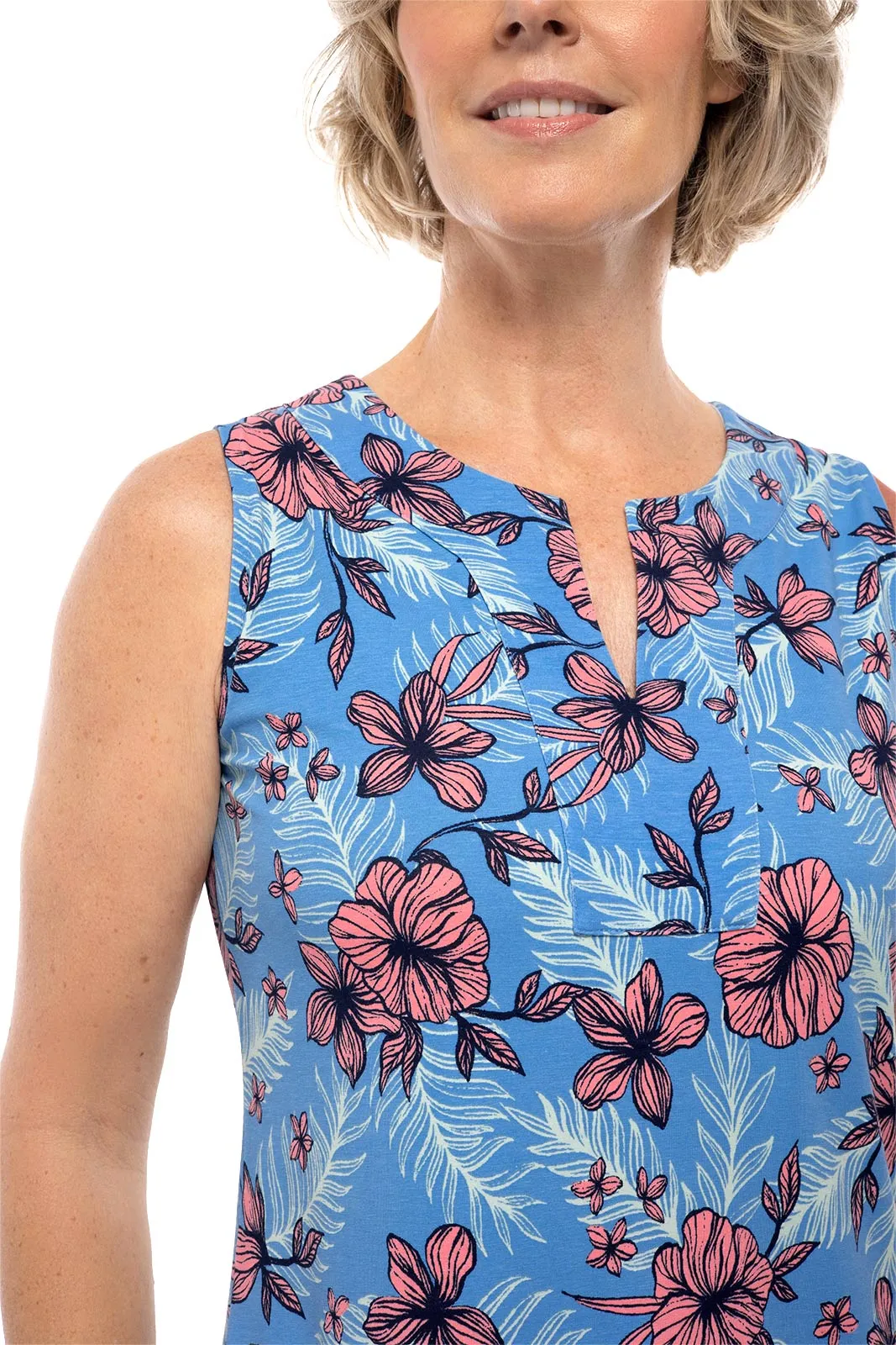 Women's Oceanside Tank Dress  |  Clear Sky Blue TROPICAL DAZE