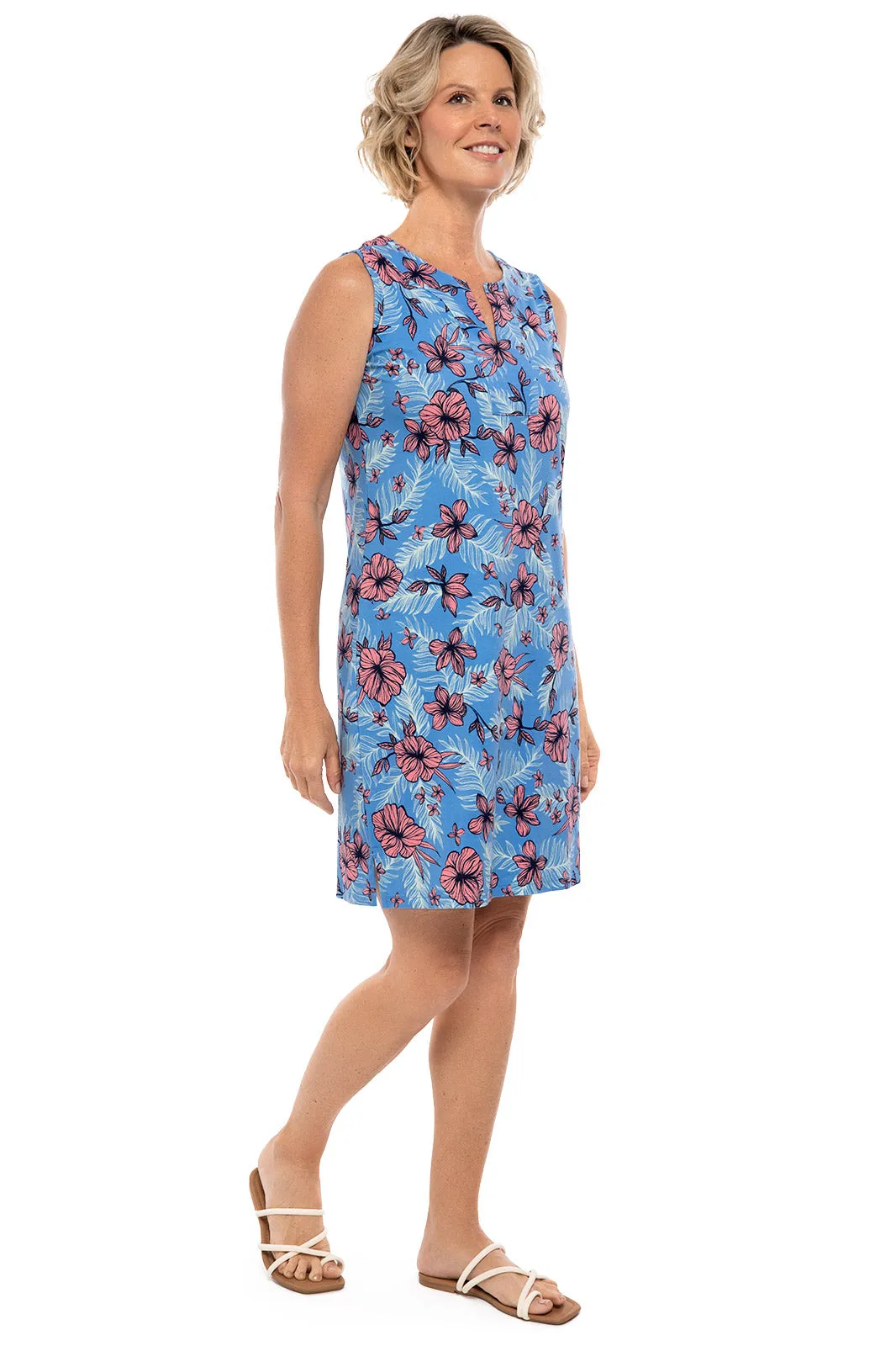 Women's Oceanside Tank Dress  |  Clear Sky Blue TROPICAL DAZE